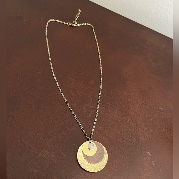 Mixed Metal Bronzy Stacked Layered Necklace Boho - Picture 1 of 6